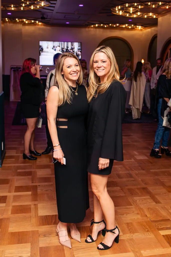 Akris' VP of marketing & events Catanna Berger, PaperCity group publisher Monica Bailey Bickers at the exclusive Akris Spring/Summer presentation and cocktail fête saluting Recipe for Success Foundation (Photo by Heather Robards)