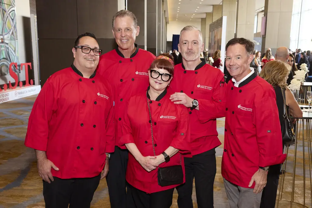 Chefs Mario Hernandez, Richard Chamberlain, Janice Provost, Brendan Davy, and Gerard Thompson at Côtes du Coeur. (Photo by Nate Rehlander)