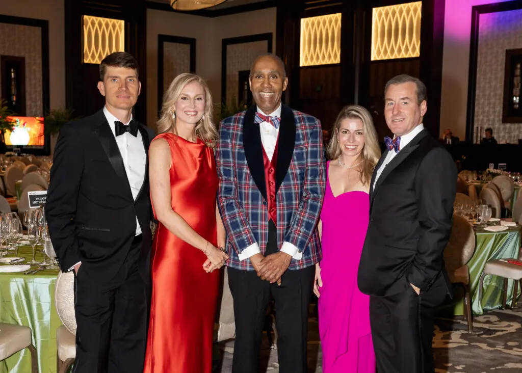 Weston & Mary O’Black, Dean Leonard Baynes, Karen White, Brian Melton at the University of Houston Law Center gala (Photo by Shane Dante)