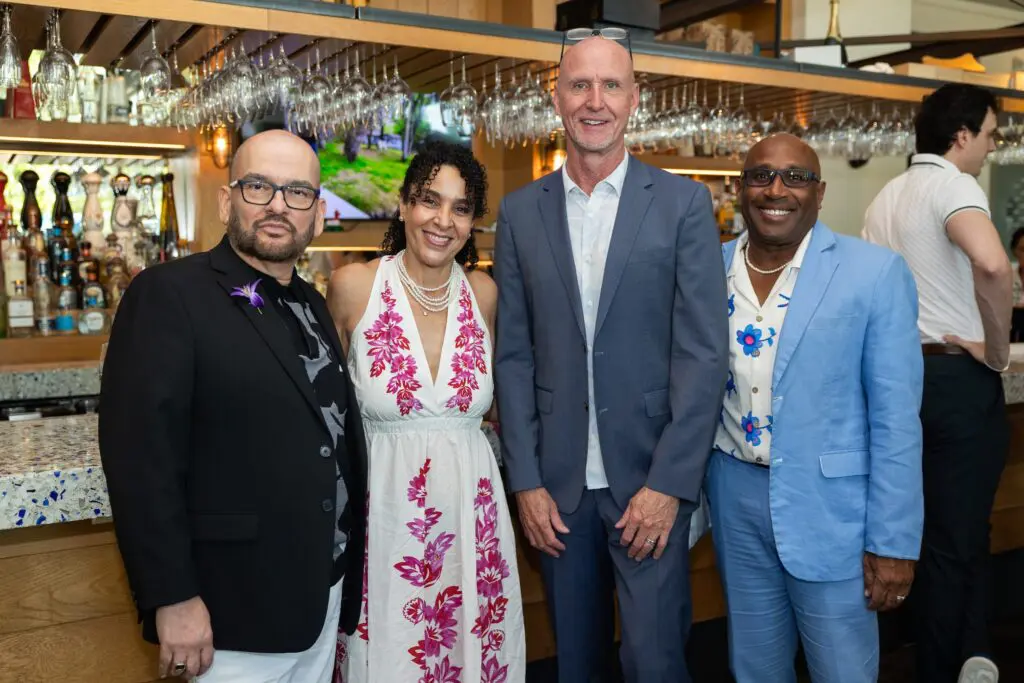 Leo Ruiz, Dina Whitaker, Mitchell George and Stanley Curtis at Houston Ballet's 'Raising the Barre' dinner (Photo by Melissa Taylor)