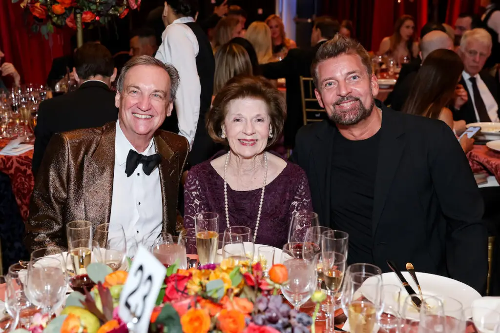 Ralph Burch, Mary Lynn Marks, guest conductor Matthias Pintscher at the Houston Symphony Wine Dinner & Collector's Auction (Photo by Priscilla Dickson)