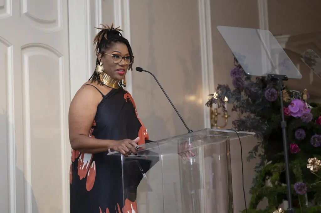 Hope Woodson spoke during dinner service.  (Photo by Tamytha Cameron and Celeste Cass)