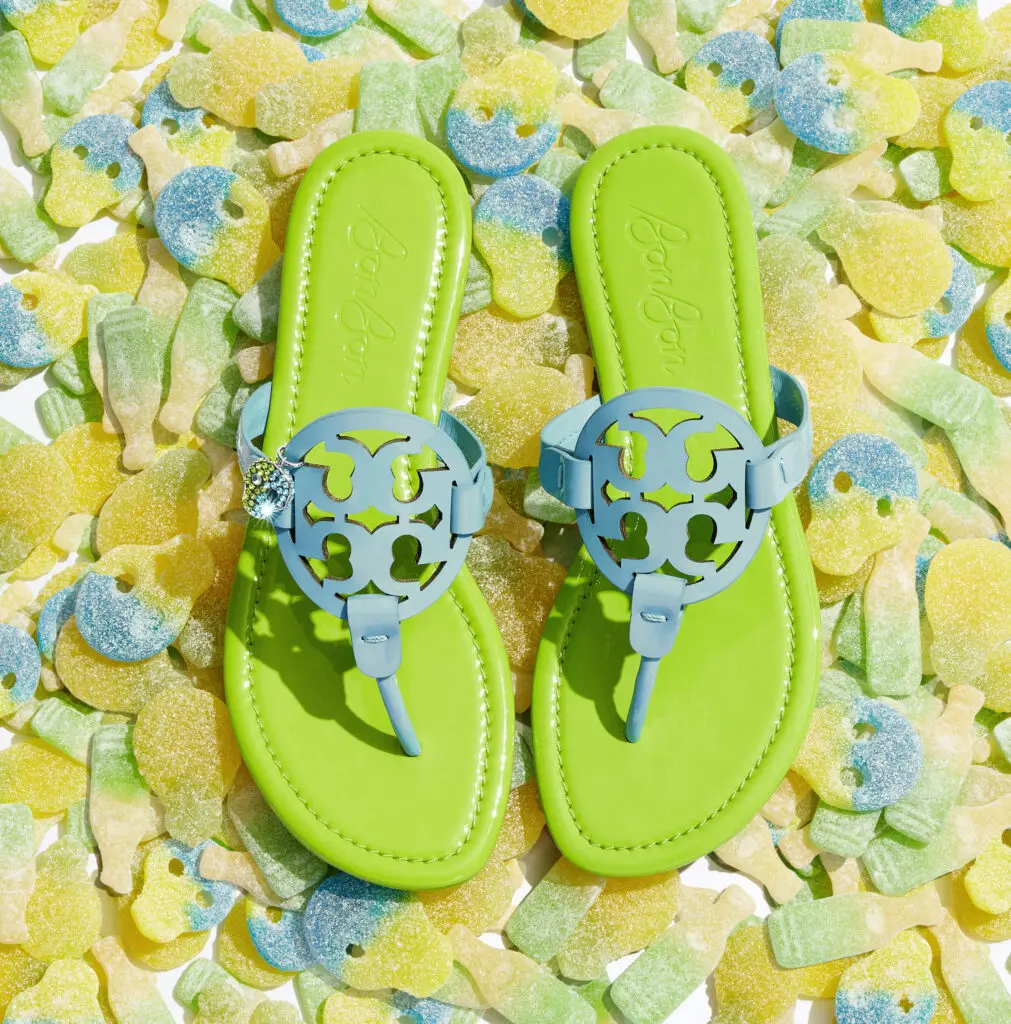 The collection captures the colors of BonBon’s viral candies. (Courtesy of Tory Burch)
