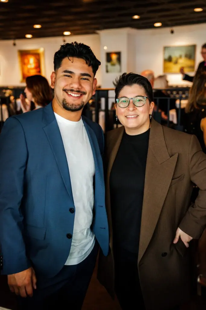 Robert Alvizo, assistant manager at BOSS, and Marjorie Saenz, manager at BOSS, attend the introduction of Community Champions at Amerigo’s. (Photo courtesy of Interfaith)