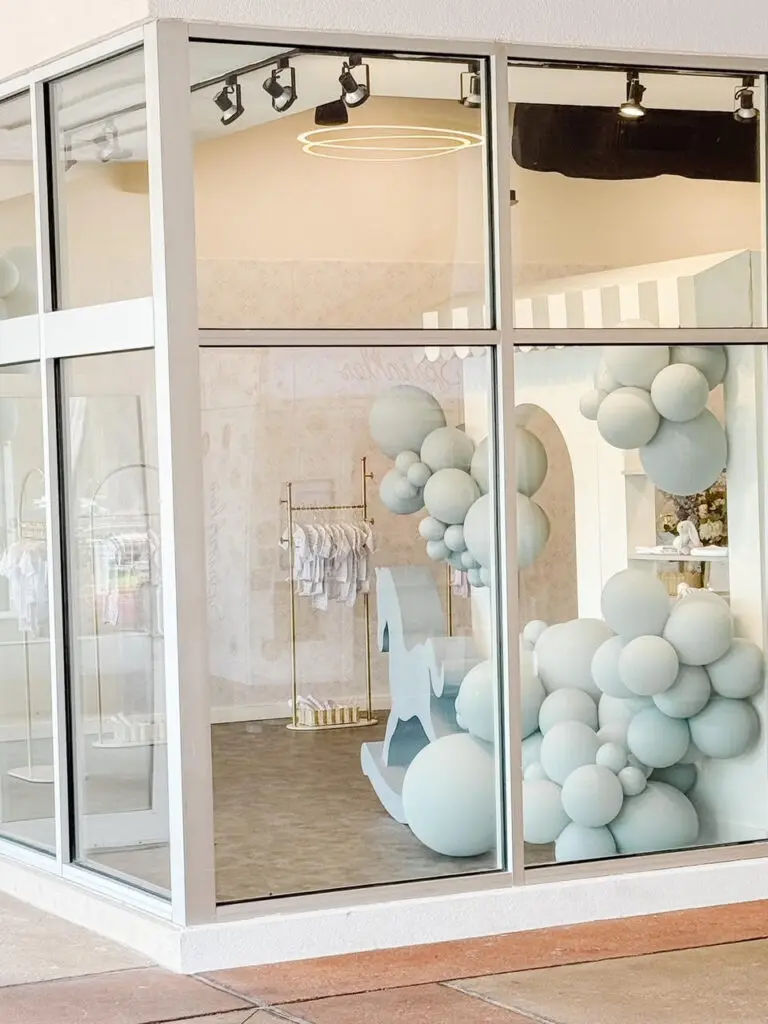 A look inside the Nestling Baby pop up at Market Street, where soft hues set the tone. (Photo by Tara Flannery)