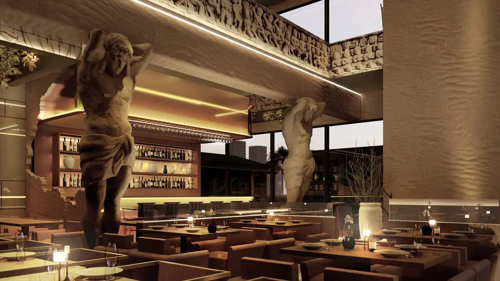 Ko Thai occupies a striking two-level space with a long bar on the ground floor and an upstairs dining room and patio that offer a bird’s-eye view of West Magnolia Avenue. (Courtesy)
