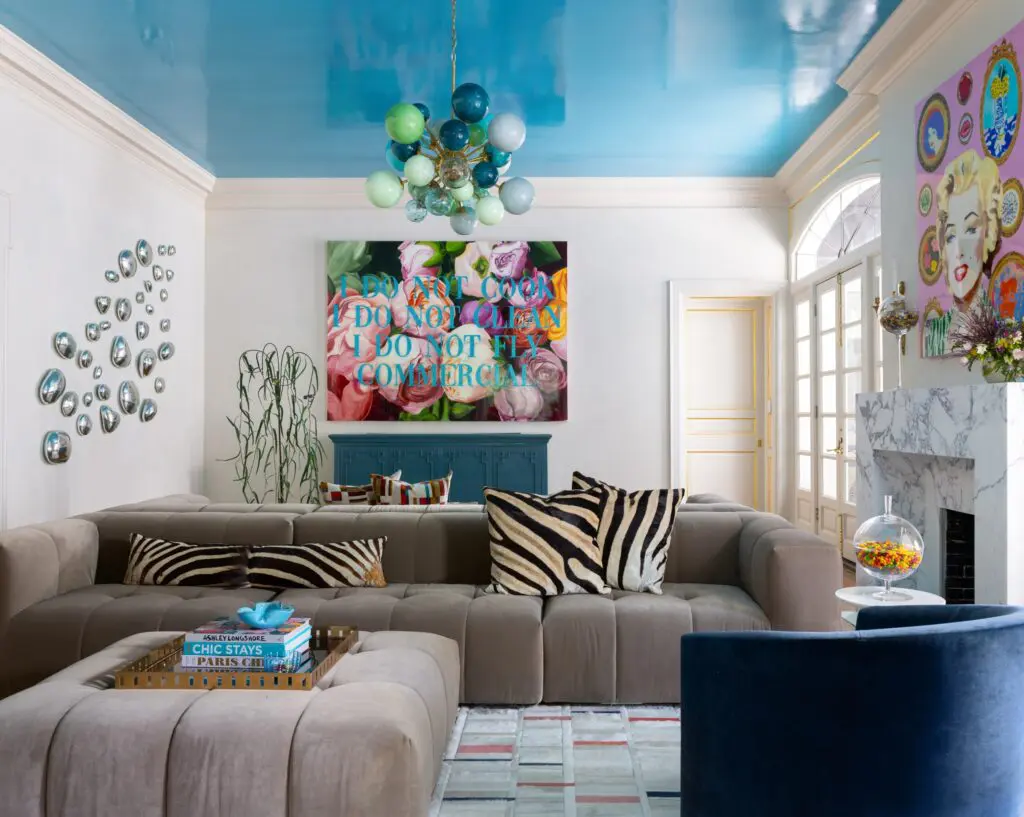 Artist Ashley Longhorn's painting inspired the decor in the living room at 1069 Kirby Drive. (Photo by Laurie Perez)