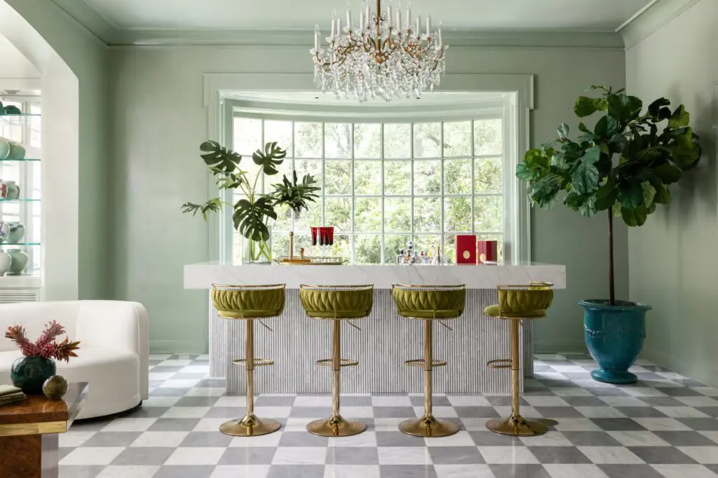 Detail of the custom lounge at 1069 Kirby Drive (Photo by Laurie Perez)