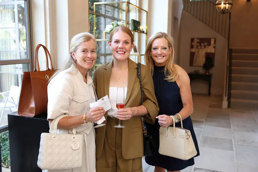 Joy Randall, Tracey Hull, Margaret Fitts at the 11 Juillet party in River Oaks (Photo by Quy Tran)