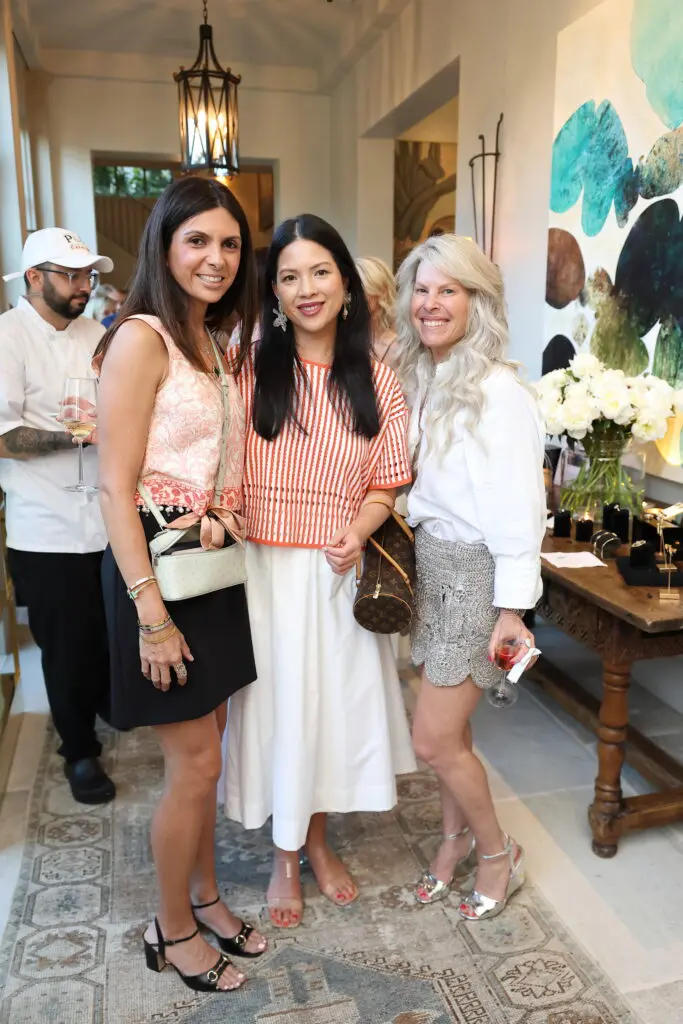 Anooshea Taghdisi, Nancy Bihlmaier, Jennifer Zach at the 11 Juillet party (Photo by Quy Tran)