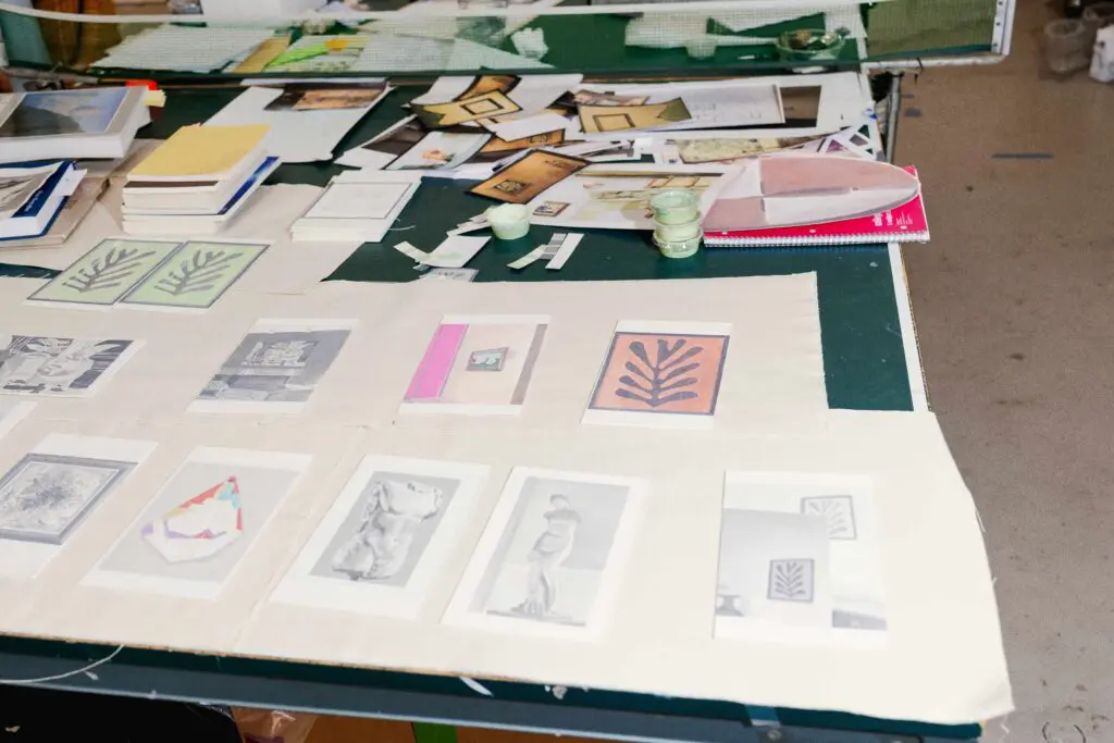Details of Francesca Fuchs' studio with works in progress for the artist's Menil Collection exhibition (Photo by Antonio Chicaia)