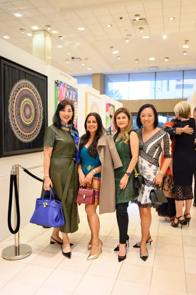 Alice Brams, Ruchi Mukherjee, Anna Reger and Miya Shay at Sneha Merchant exhibition at Neiman Marcus (Photo by Si Vo Photography)