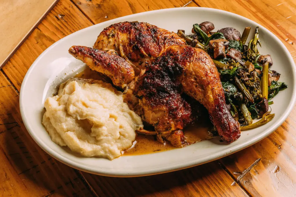 Pie Tap also features rotisserie chicken cooked fresh daily and incorporated into salads, pastas, and sandwiches where the bread is baked and made to order from its own dough ball. (Photo by Courtesy of Pie Tap)