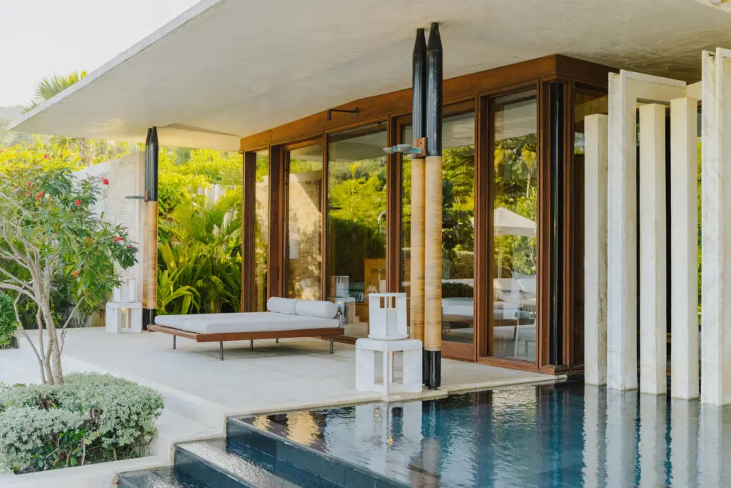 The 829-sqaure-foot casita opens to an extensive terrace with a dining area and a private pool. (Photo by Aman)