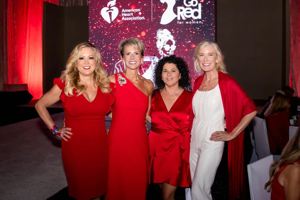 MoCo Go Red luncheon Gayla Brand, Mari Harvey, Alison Veldekens, Diane Kink