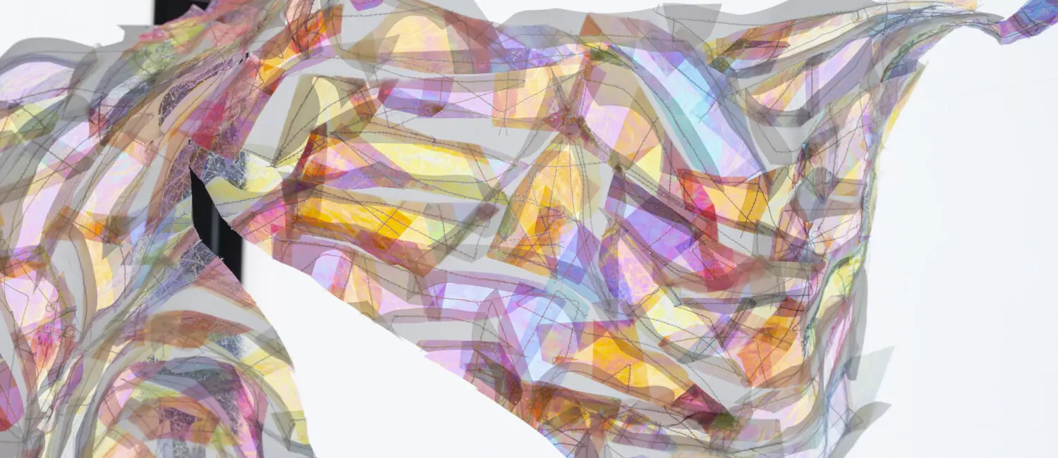 Holly Wong’s work, Spell Tapestry, on view at her Sacred Letters exhibition at  Ellio Fine Art