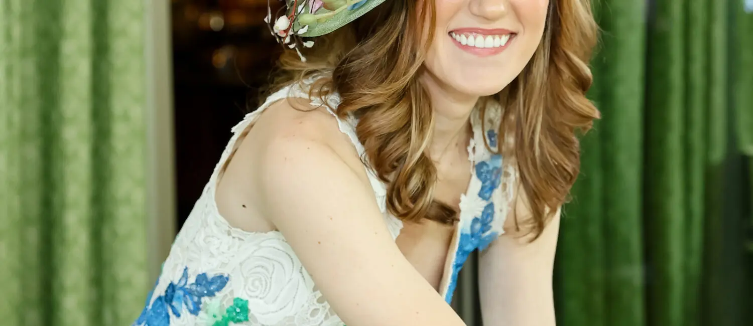 Heather Almond, hat by Aimee Fuller (Photo by Priscilla Dickson)