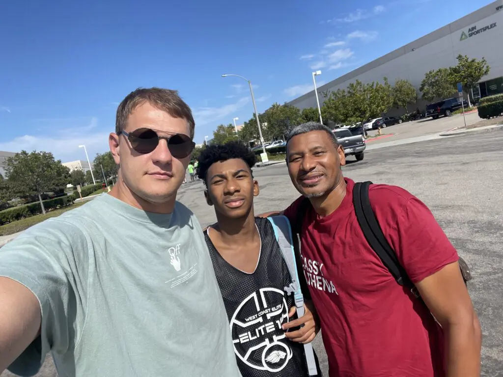 Former NBA regular Timofey Mozgov (left) follows Chase McCarty's career regularly. Mozgov and Kelly McCarty (right) played together in Russia.