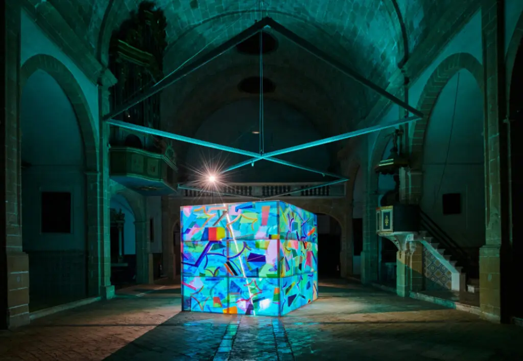 An installation view of the “Danny Rolph: Tercet” exhibition at the Museu de Pollença in Mallorca, Spain. The exhibit, curated by Mercedes Estarellas, appeared in a converted 16th Century convent which is now a museum. (Courtesy Danny Rolph and Kaplan Projects)