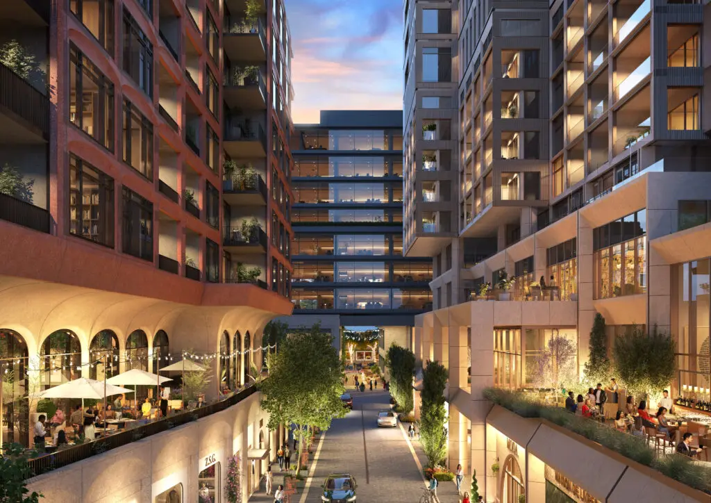 Anchored by The Knox, an Auberge Resorts Collection hotel, the development will also have The Knox Residences (managed by Auberge), a 186-unit luxury multifamily building, a 150,000 square-foot boutique office building, and over 100,000 square feet of retail and restaurants. (Courtesy)