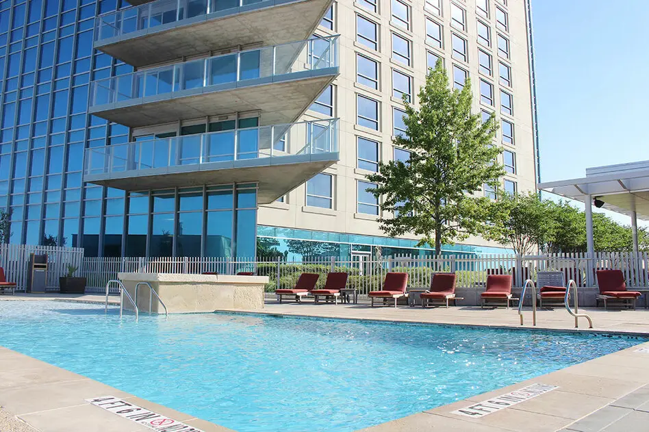 A local favorite for staycations, the Omni in downtown has a rooftop pool on the third floor, with downtown views and loungers all around. (Courtesy)