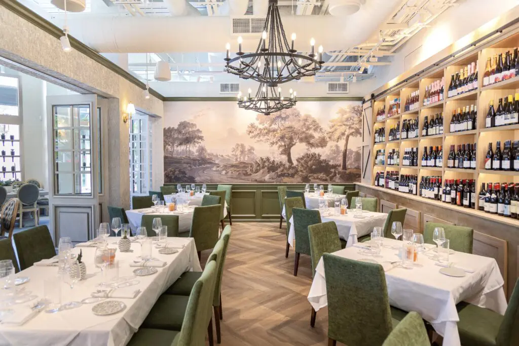 The bar area at Succulent FIne Dining. Virene brings his vintner pedigree and relationships with wineries to the restaurant’s wine list and beverage program, focusing on domestic wines with a curated worldly list. (Photo by Photos by Jenn Duncan)