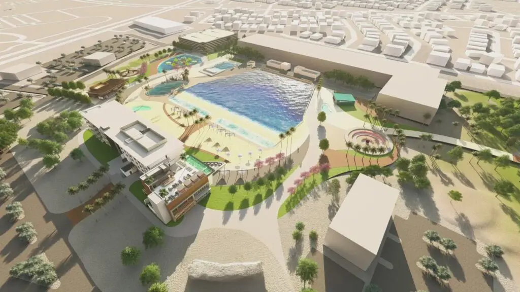 Cannon Beach Surf and Adventure Park is headed to McKinney, bringing a $200 million development featuring a four-acre surf lagoon, a full-service resort-style hotel, dining, entertainment, and business spaces to the suburb. (Courtesy)