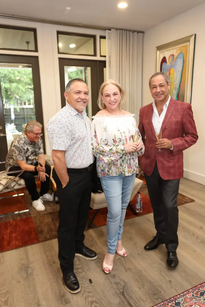 Bruce Padilla, Patty Lucho Sturion, Hector Villarreal at the Matt Burrus & Michael Pearce surprise wedding. (Photo by Quy Trand Photography)