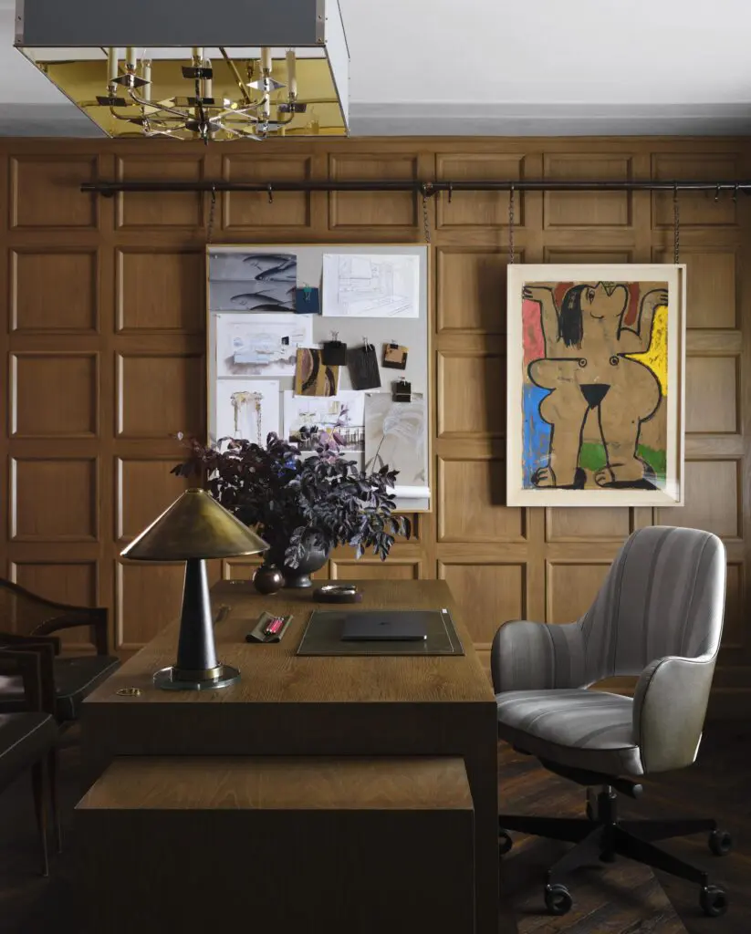 Custom millwork and coffered paneling in Moore's office. (Photo by Douglas Friedman)