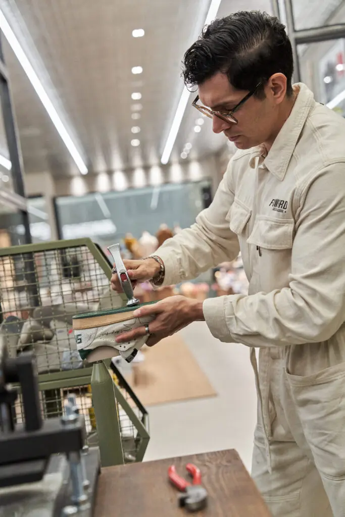 In the Forward Store, Golden Goose offers REPAIR and REMAKE services that allow customers to refurbish products (from any brand!) and give them a second life. (Courtesy)
