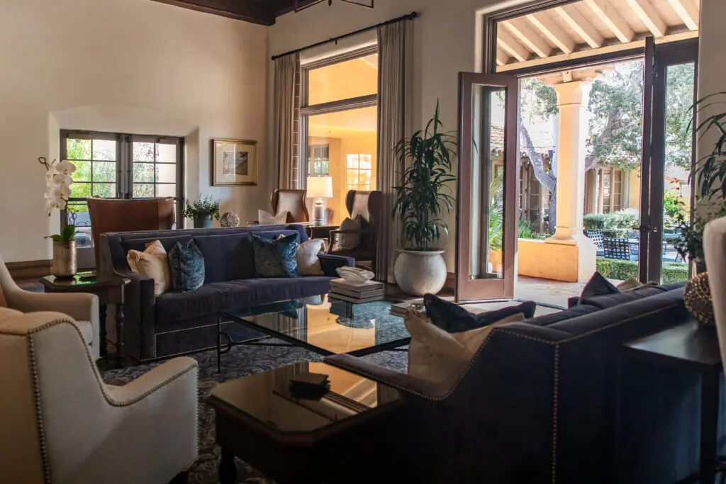 Thoughtfully appointed common spaces at Casa Palmero blend homey comfort with the elegance of a private estate.