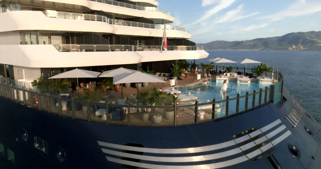 The Beach House Pool on the Luminara, the third luxury vessel in the Ritz-Carlton Yacht Collection.  (Photo courtesy of Ritz-Carlton Yacht Collection)
