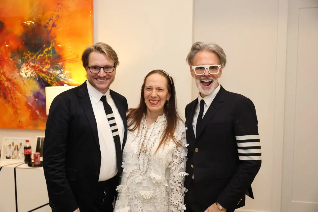 Matt Burrus, Catherine Anspon, Michael Pearce at the Matt Burrus & Michael Pearce surprise wedding. (Photo by Quy Trand Photography)