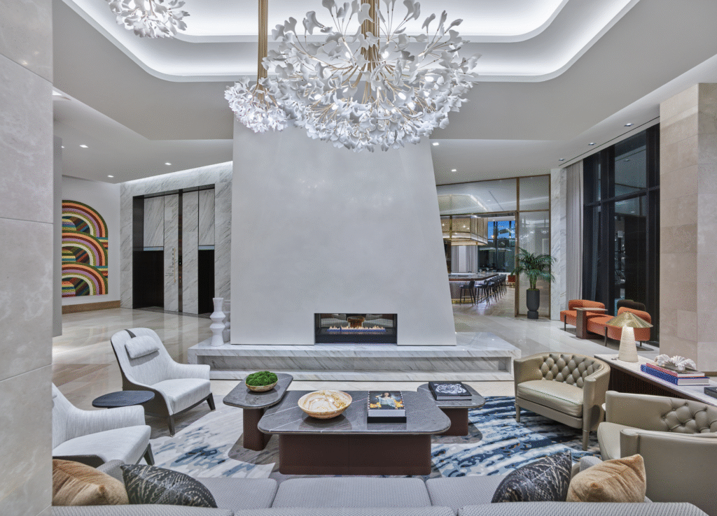 Another view of the lobby at The Crescent Hotel, designed by Rottet Studio. (Photo by Kevin Todora)
