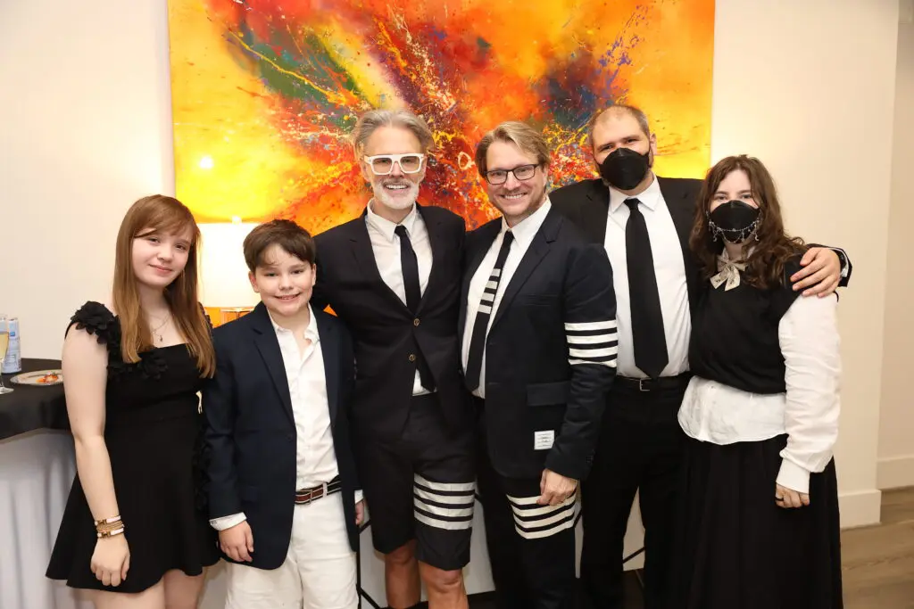 Estelle Burrus-Pearce, Winston Burrus-Pearce, Michael Pearce, Matt Burrus, Corey Pearce, Jeannie Ashlin at the gents' surprise wedding. (Photo by Quy Trand Photography)