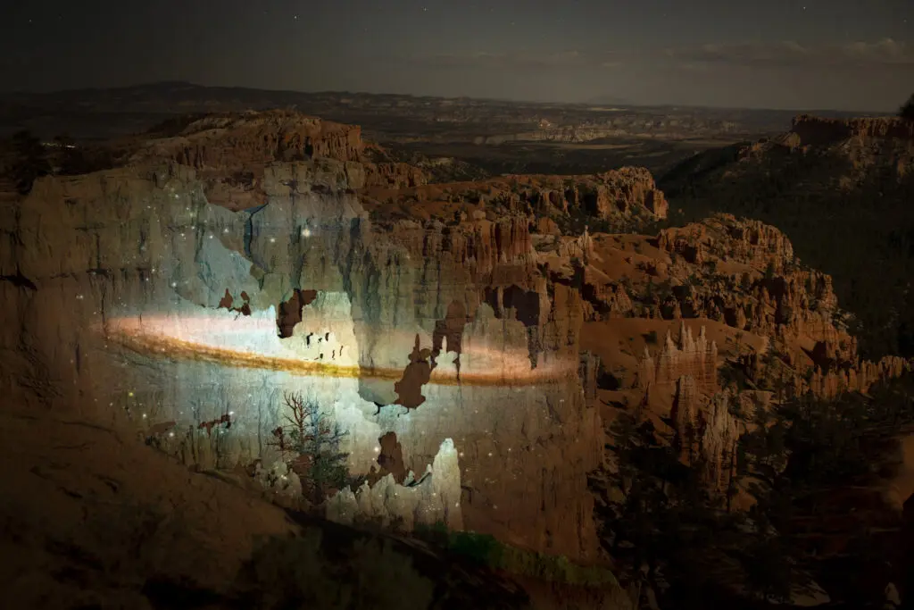Mark Chen created "Sombrero Galaxy and Bryce Canyon" in 2022 as part of his series "Pilgrimage of Light." (Photo courtesy Houston Center for Photography)