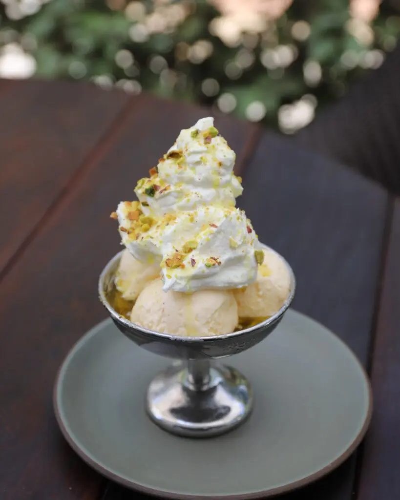 “Blame the fact that I’m a Gemini,” Smrekar says, “but I love the sharp contrast of sweet and salty in Il Bracco’s signature Italian Sundae.” (Courtesy)