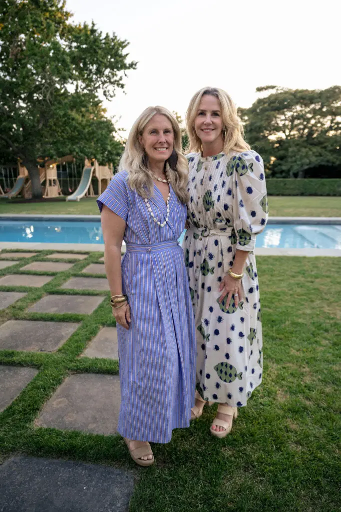 Nicole Tirapelli, Holly Bradford at the Hunter Bell al fresco dinner party in Nantucket.  (Photo by Charity Grace Photography)