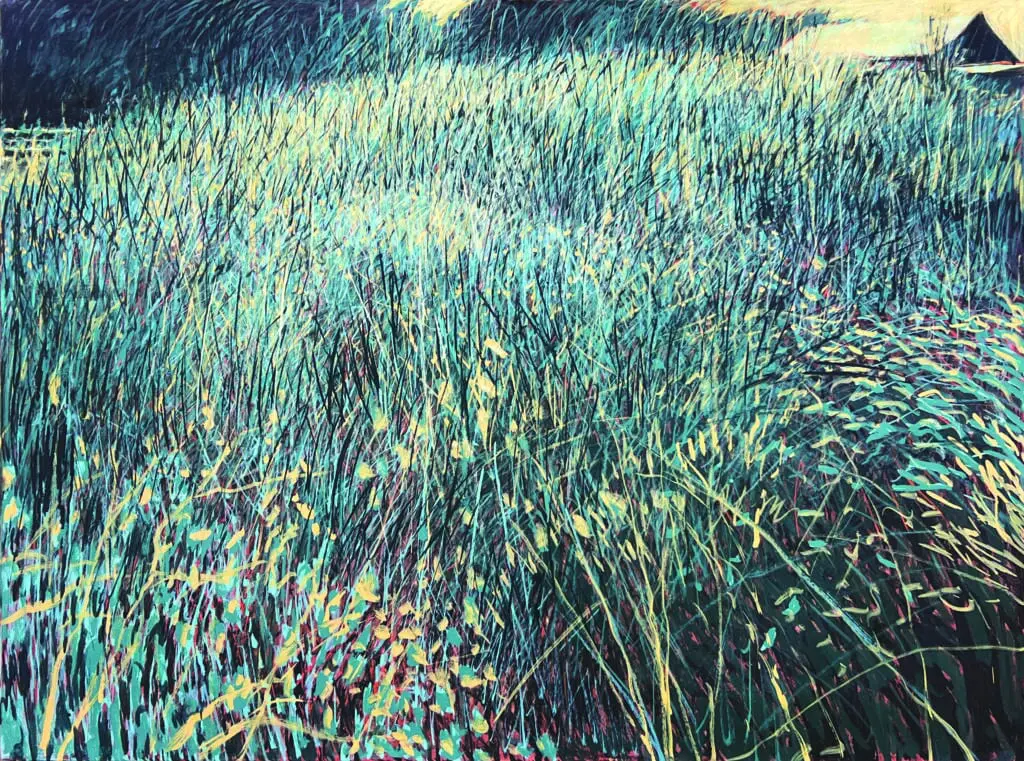 William Anzalone's "My Fields #14," 2025, at Red & White Gallery, Fayetteville