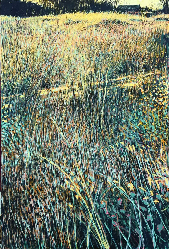 William Anzalone's "My Fields #17," 2025, at Red & White Gallery, Fayetteville