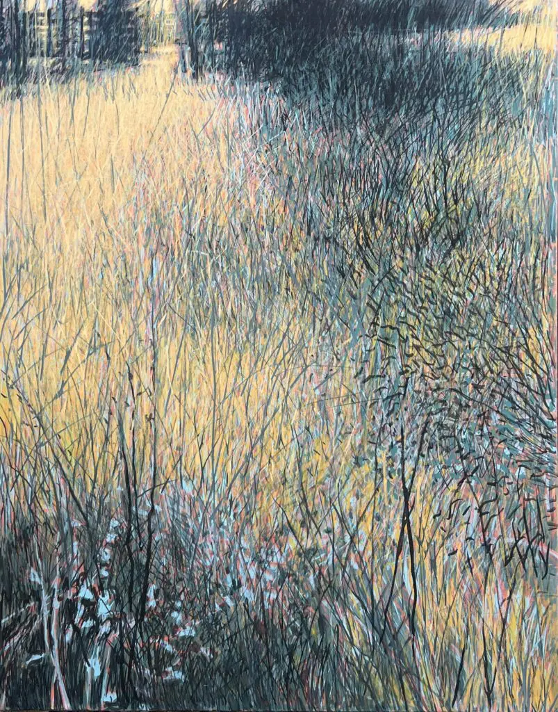 William Anzalone's "My Fields #18," 2025, at Red & White Gallery, Fayetteville