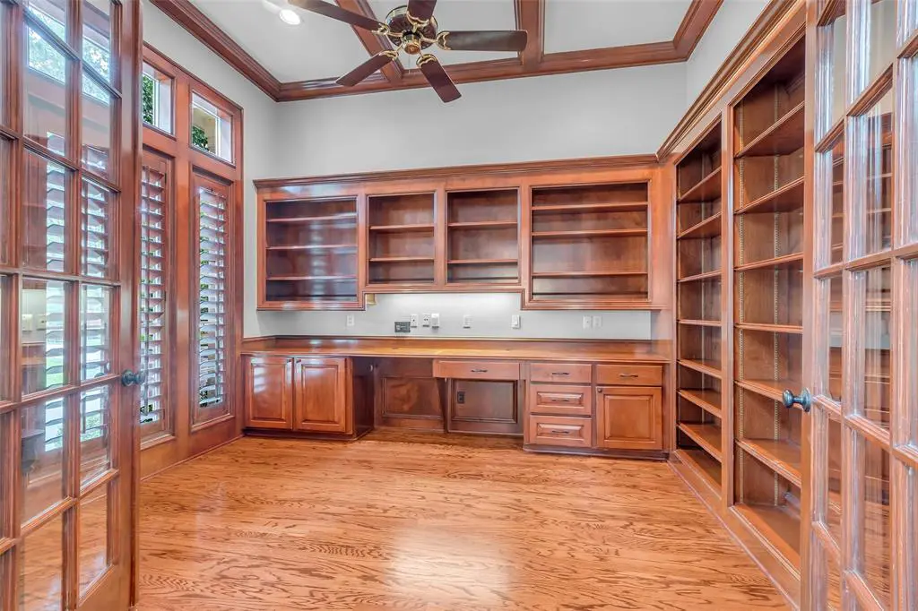 The custom wood millwork sets this office apart.