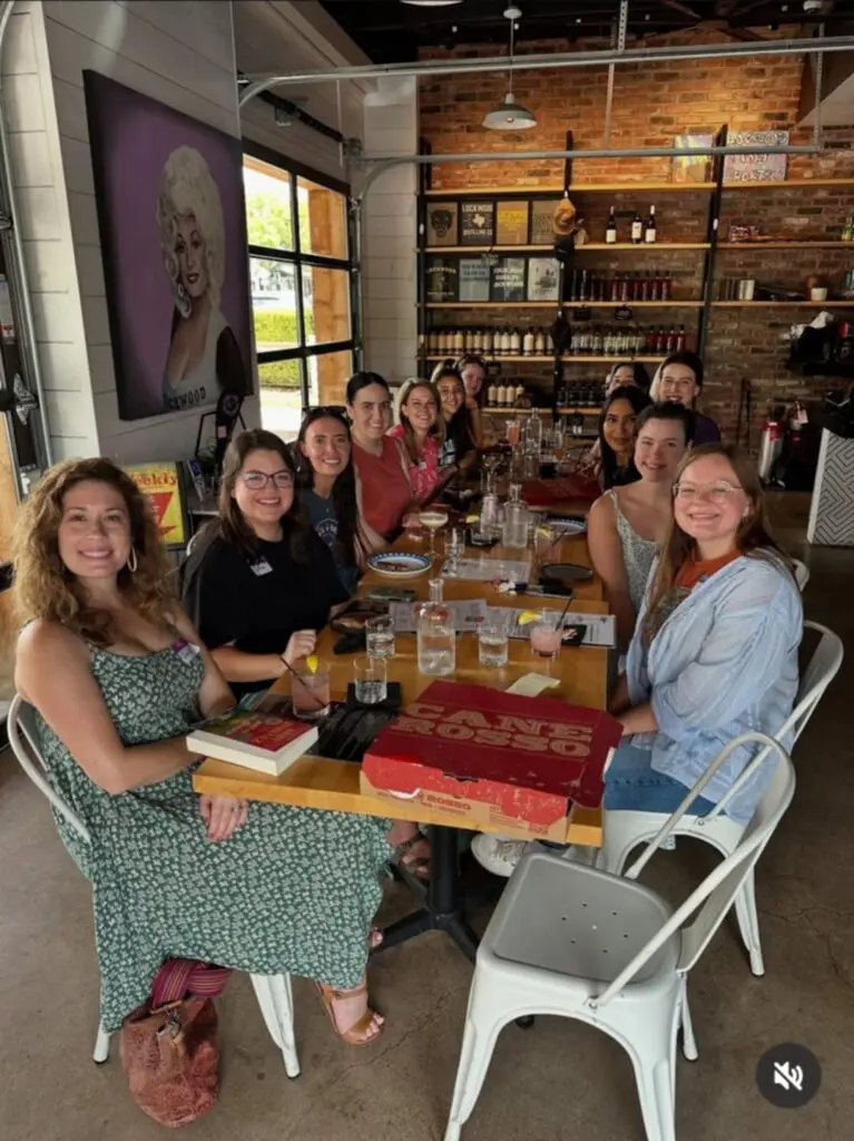 A record crowd of spirited readers gathers for the July meetup organized by Books and Brews: Fort Worth Women’s Book Club. (Courtesy)