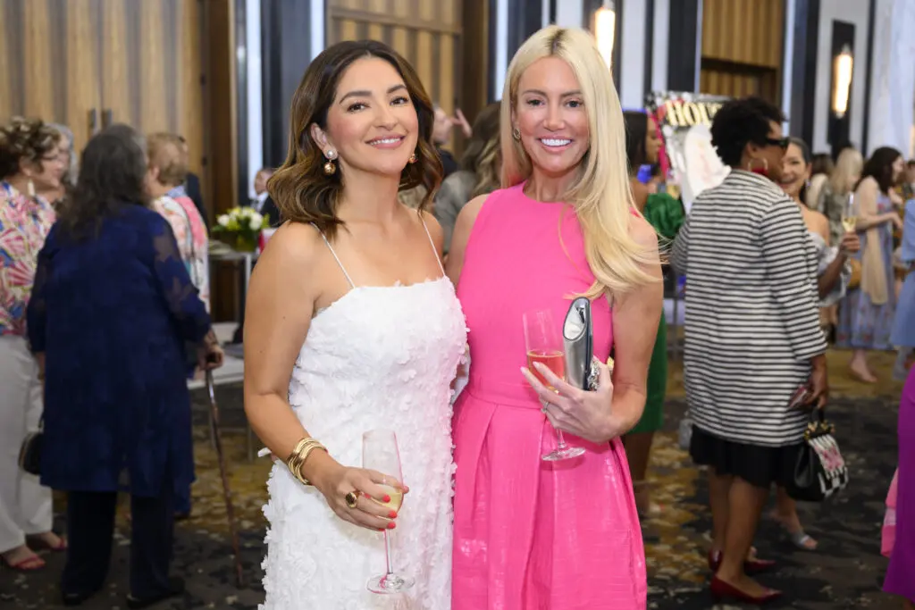 Maria Lausell, Dawn Huber at the PaperCity Philanthropy in Fashion Best Dressed Luncheon (Photo by Michelle Watson, catchlightgroup.com)
