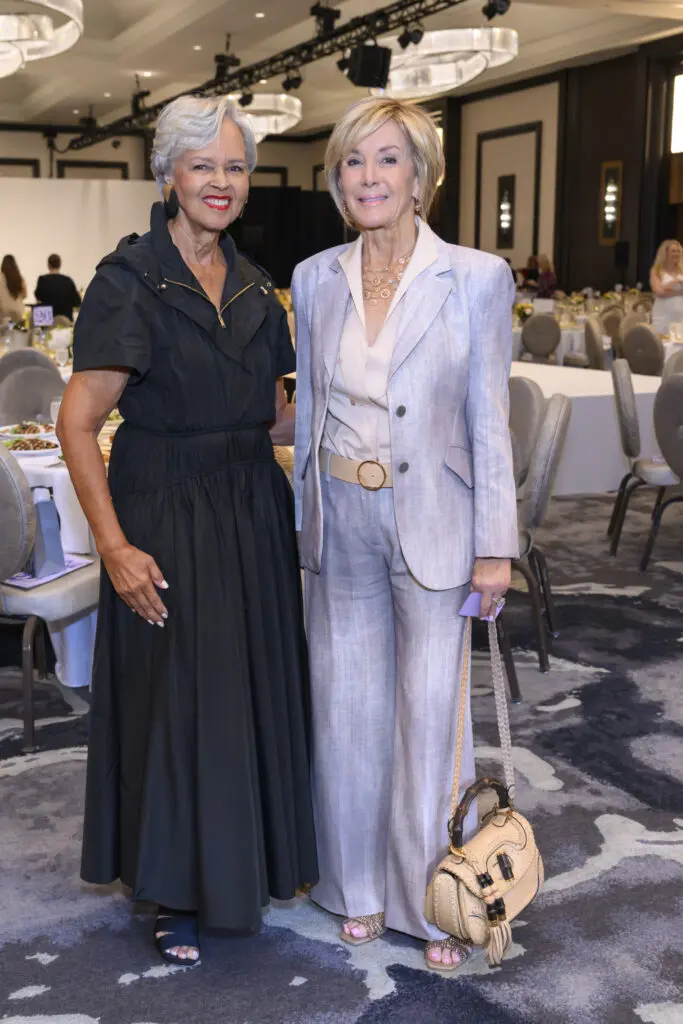 Gayla Gardner, Sheridan Williams xat the PaperCity Philanthropy in Fashion Best Dressed Luncheon (Photo by Michelle Watson, catchlightgroup.com)