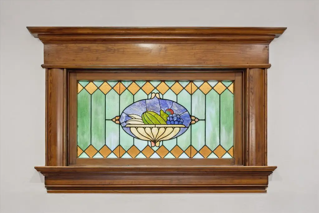Stained glasswork provide insights to the past.  (Photo by TK08-Heights 1011 IMG 208)