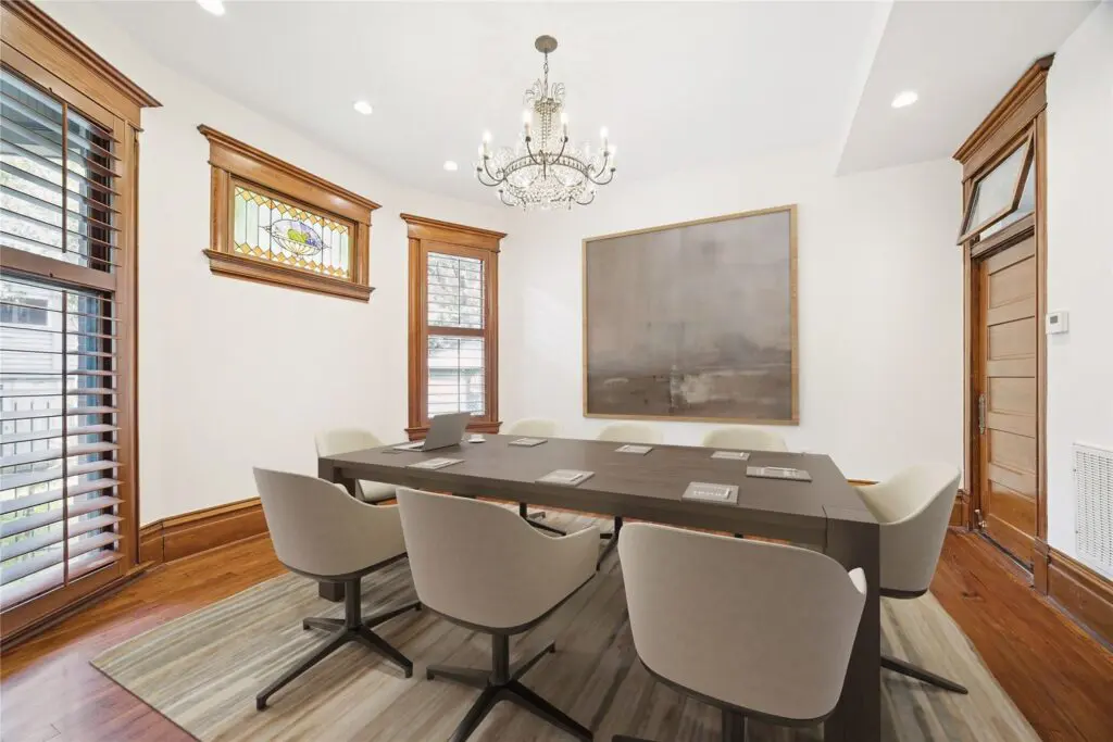 Rendering of the dining room at 1011 Heights Boulevard imagined as a conference room. (Courtesy rendering) (Photo by TK Images)