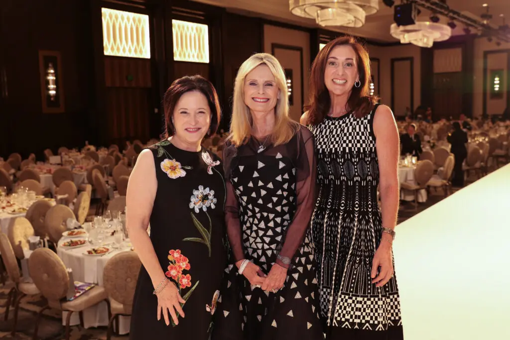 Memorial Hermann Foundation CEO Anne Neeson, honoree Jo Lynn Falgout, Memorial Health System's Amalia Stanton at the PaperCity Philanthropy in Fashion Best Dressed luncheon. (Photo by Priscilla Dickson)