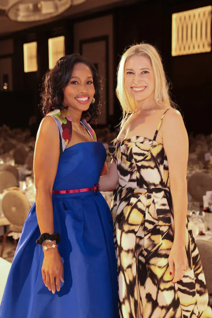 Hall of Fame honorees Roslyn Bazzelle Mitchell and Isabel David at the PaperCity Philanthropy in Fashion Best Dressed Luncheon (Photo by Priscilla Dickson))