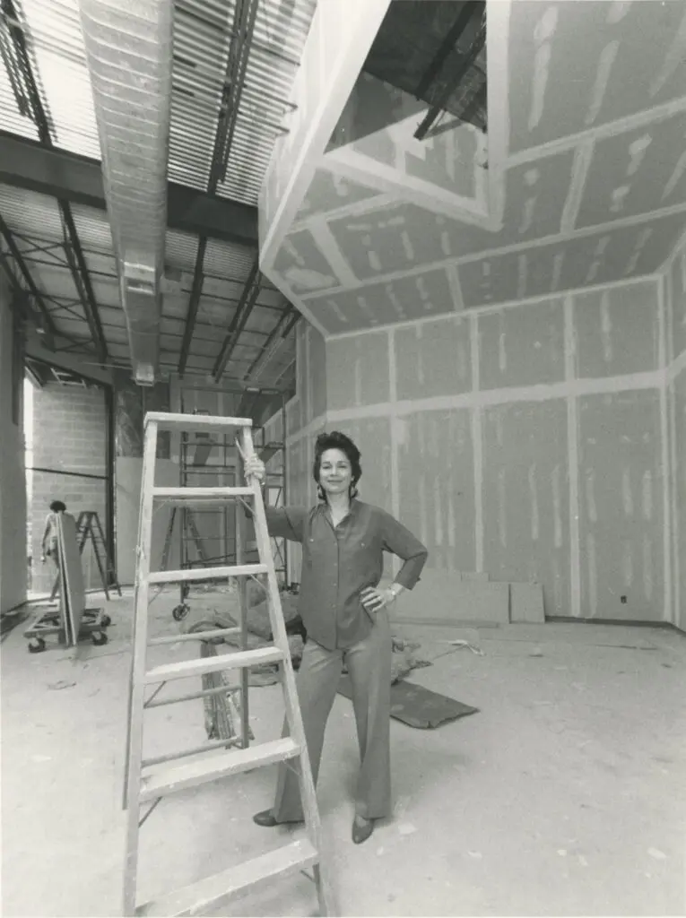 Gallerist Betty Moody, owner of Moody Gallery, is pictured around 1985. The gallery was moving from its 2015 West Gray location to its current home at 2815 Colquitt Street, then under construction. (Photo courtesy Moody Gallery)